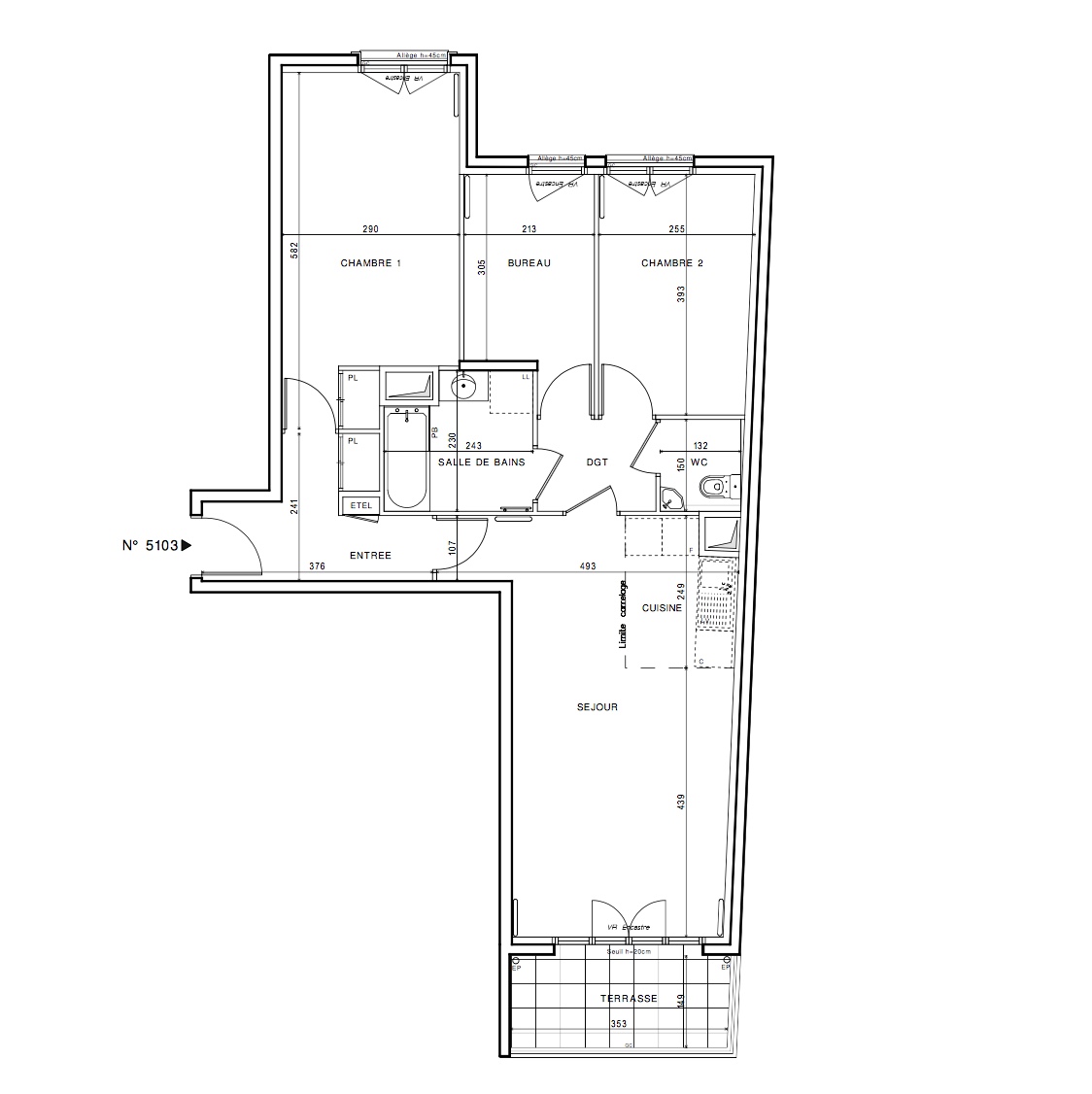 T4 - 74,22 m² - 1er étage - Balcon - Parking - VENDU