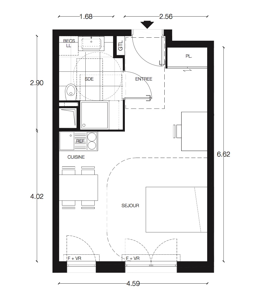 T1 - 30,40 m² - 1er étage - Parking