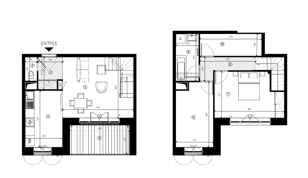 T3 Duplex - 69,40 m² - 2ème étage - Balcon - Parking