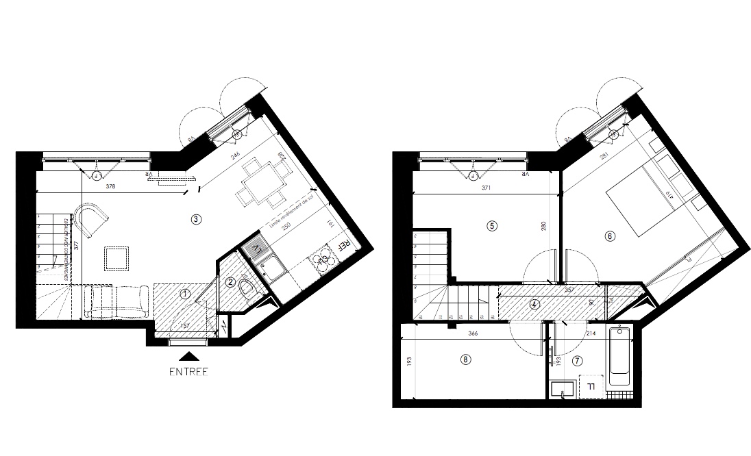 T3 Duplex - 63,90 m² - 2ème étage - Parking