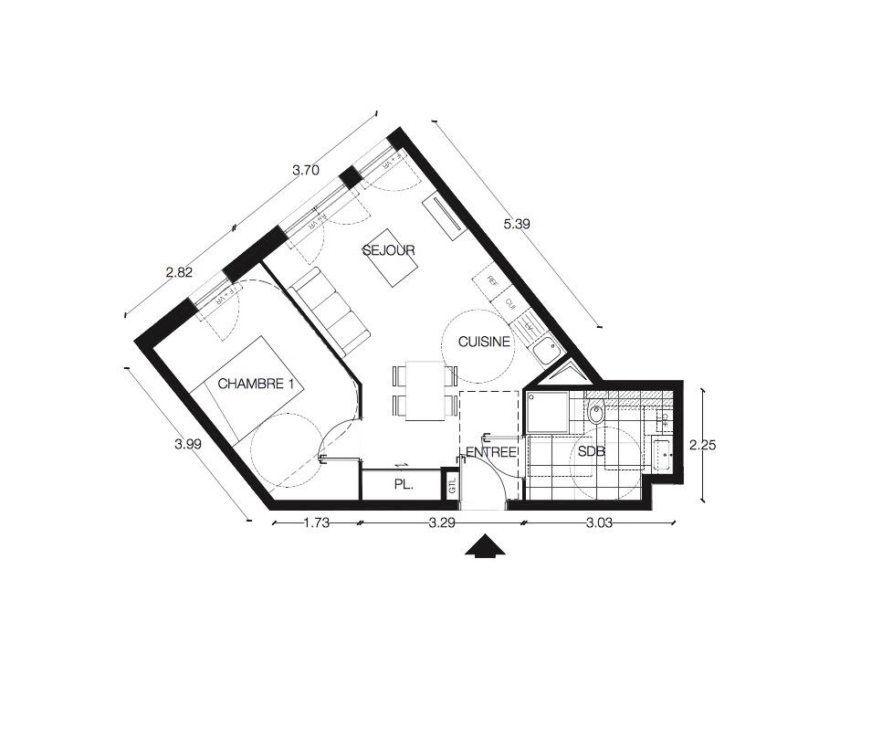 T2 - 43,20 m² - 2ème étage - Parking