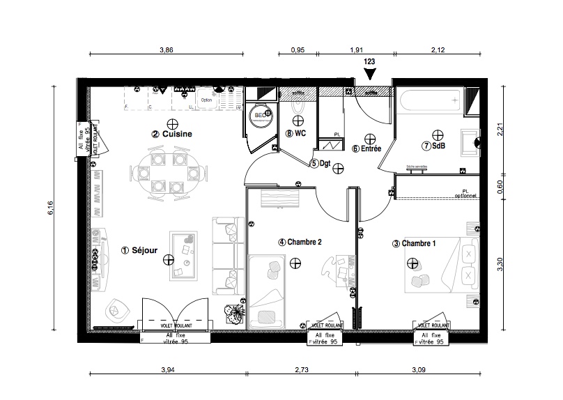 T3 - 58,20 m² - 2ème étage - Parking