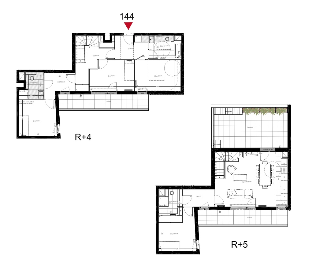 T4 Duplex - 118,03 m² - 4/5ème étage - Balcon - Parking