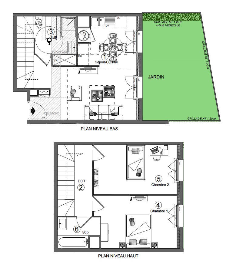 T3 Duplex - 65,25 m² - RdC - Jardin - Parking