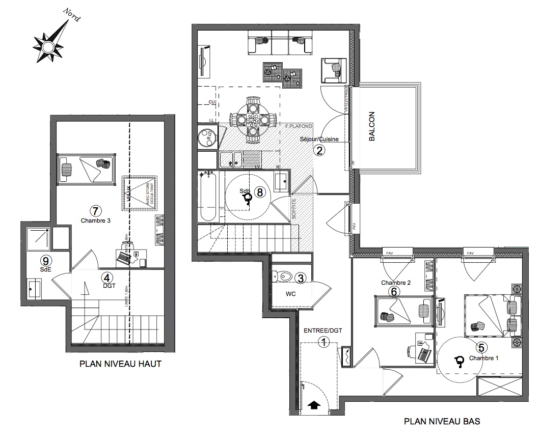 T4 Duplex - 81,60 m² - 3ème étage - Balcon - Parking