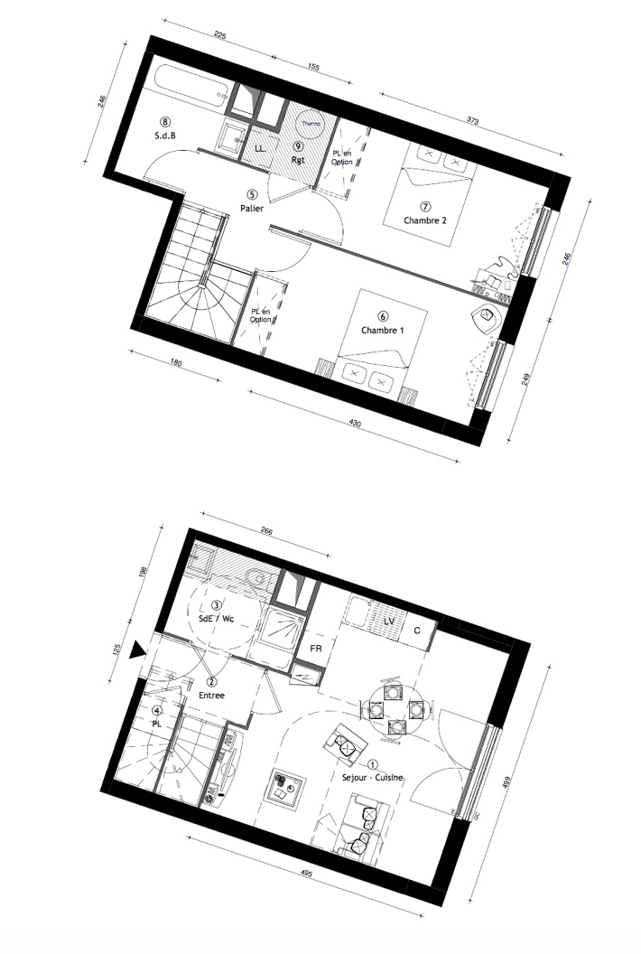 T3 Duplex - 63,40 m² - 3ème étage - Parking