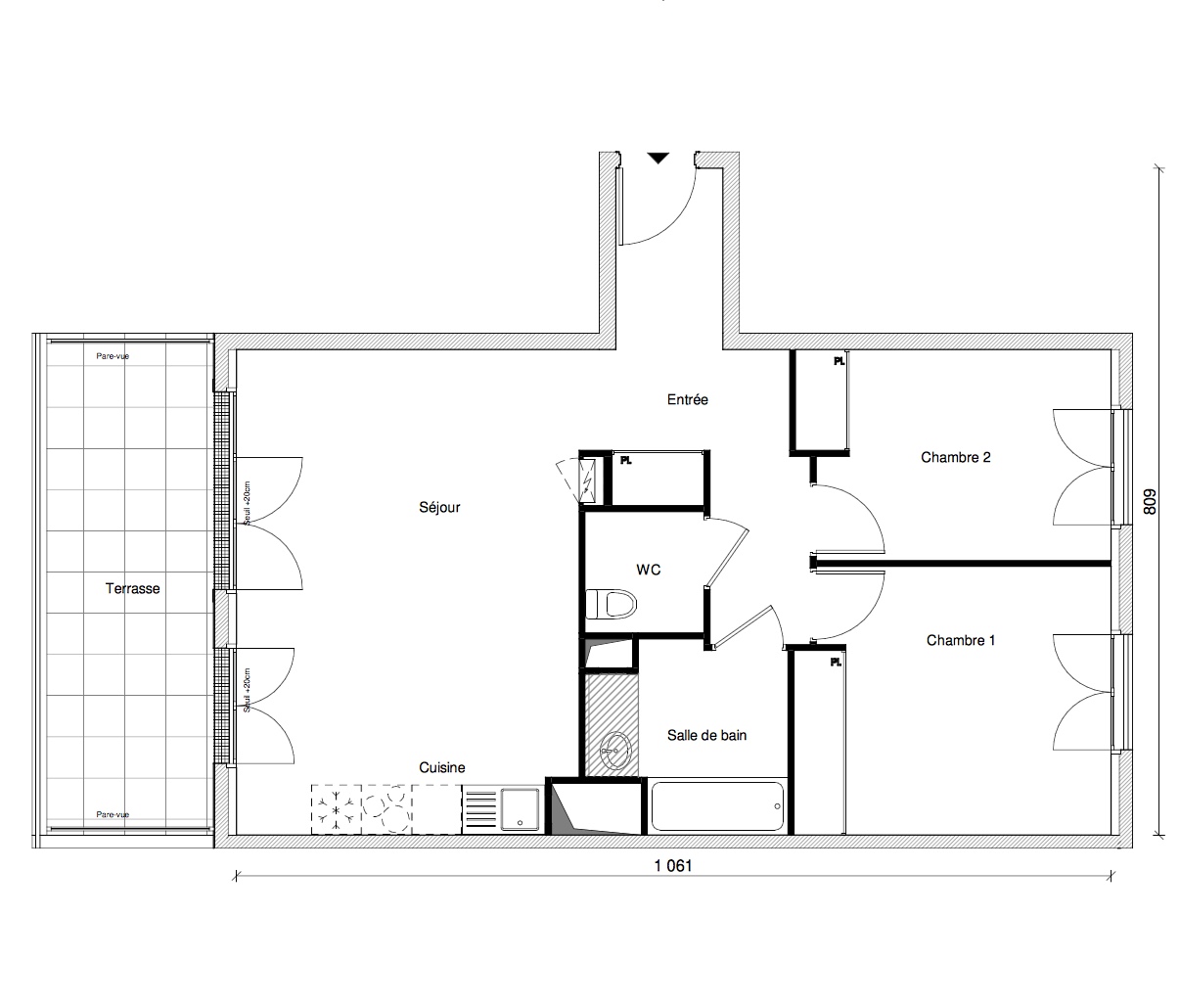 T3 - 62,56 m² - 1er étage - Balcon - Parking - VENDU