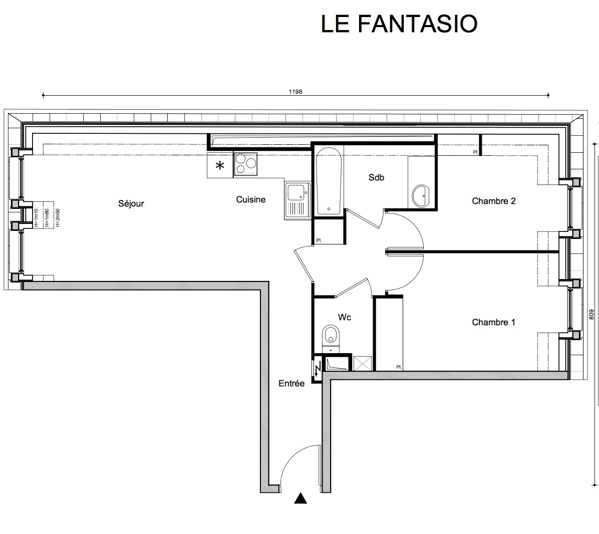 T3 - 56,19 m² - 3ème étage - Parking