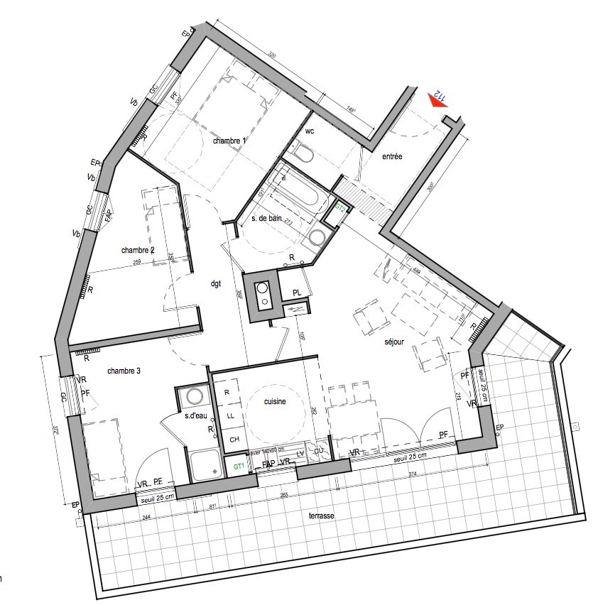T4 - 77,31 m² - 1er étage - Balcon - Parking
