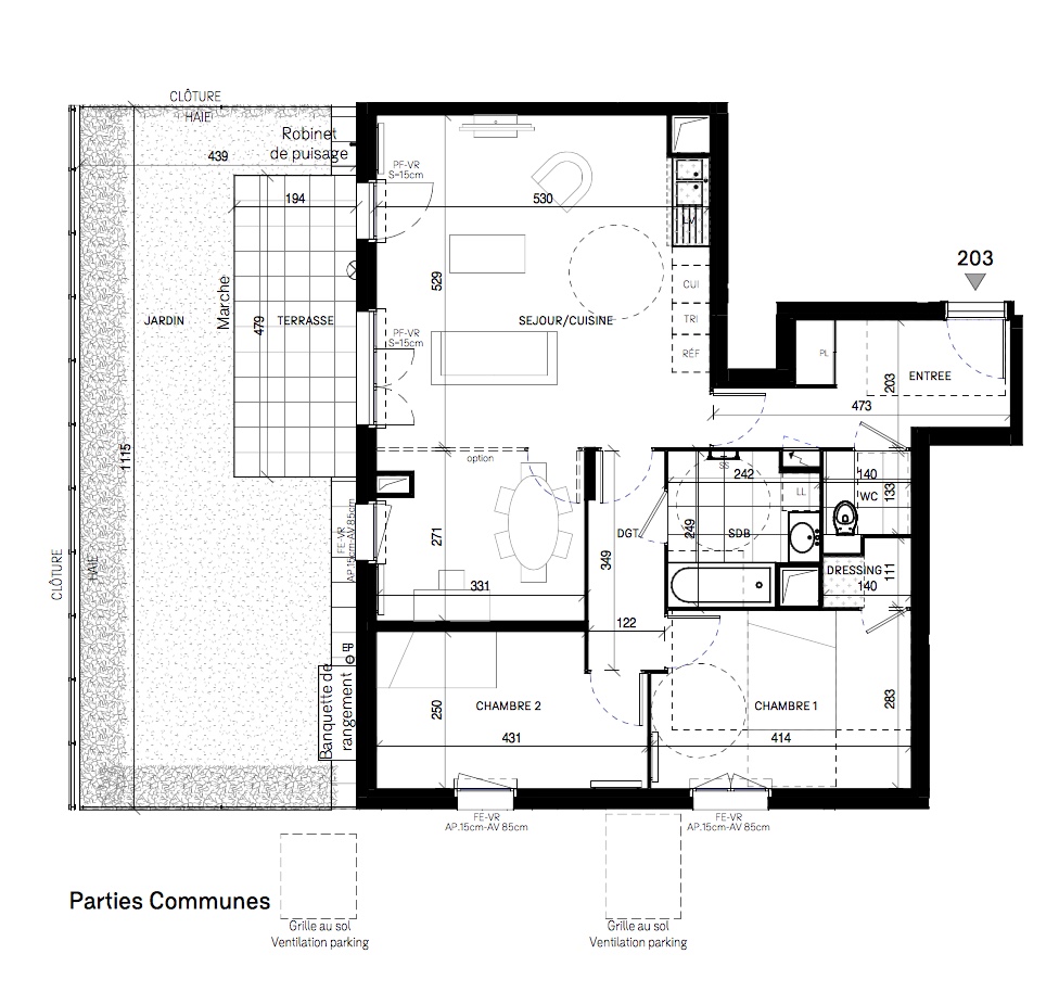 T3 - 78,30 m² - RdC - Terrasse - Jardin - Parking