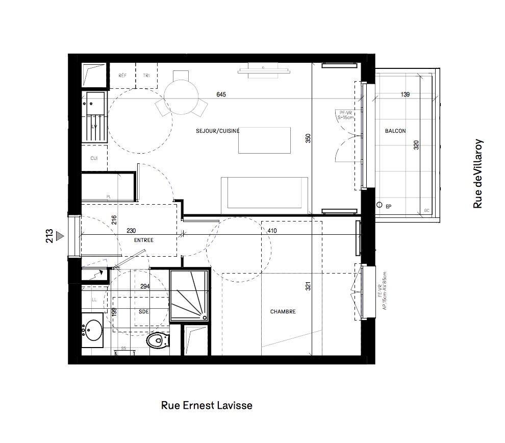 T2 - 41,56 m² - 1er étage - Balcon