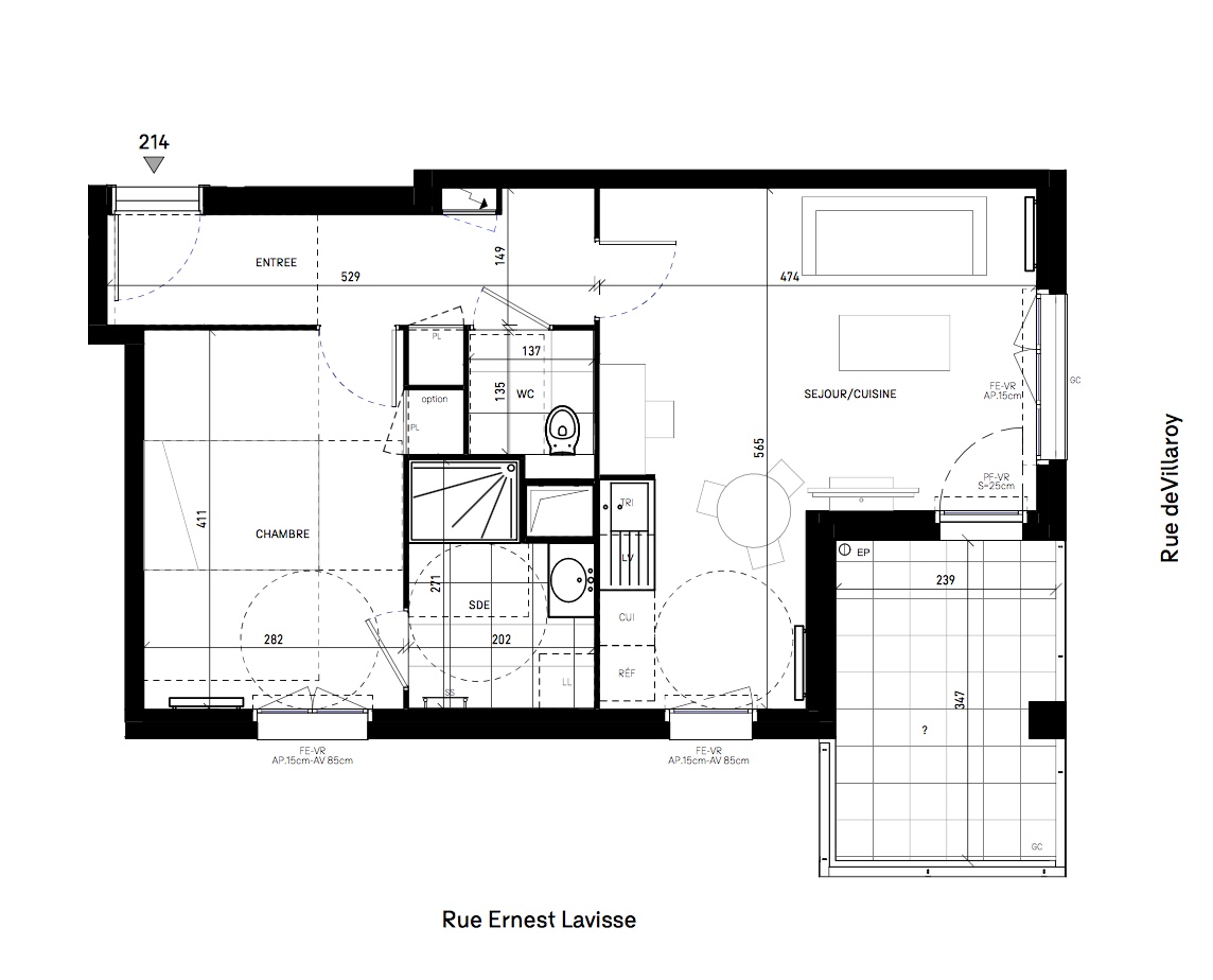 T2 - 47,05 m² - 1er étage - Balcon - Parking
