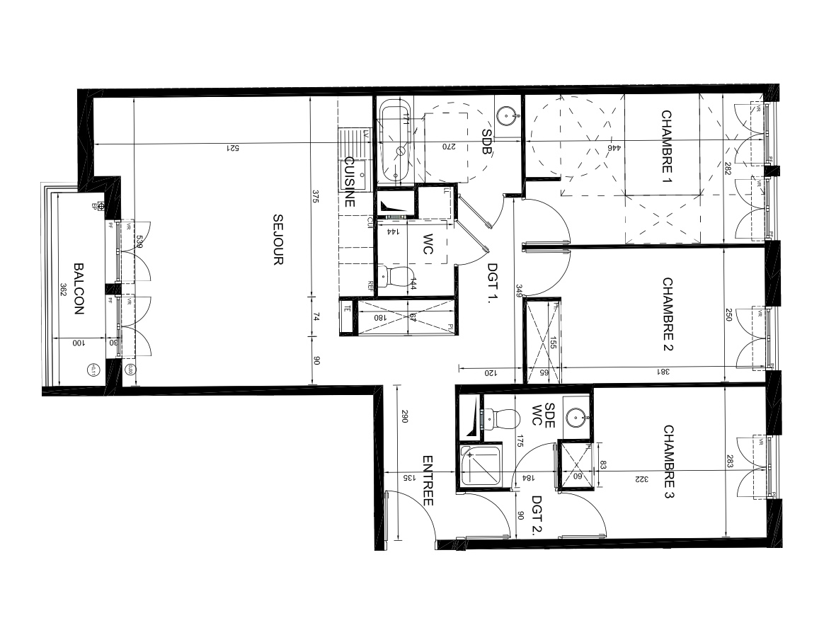 T4 - 82,53 m² - 2ème étage - Balcon - Parking