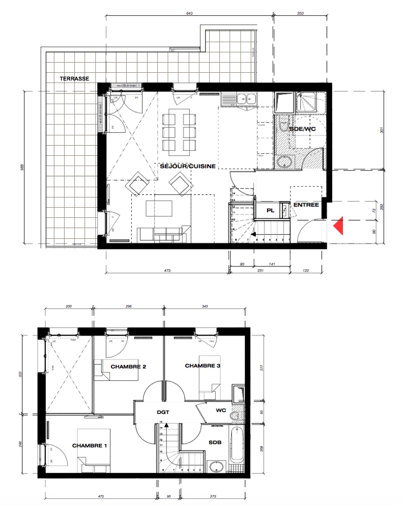 T4 Duplex - 84,03 m² - 4ème étage - Balcon - Parking