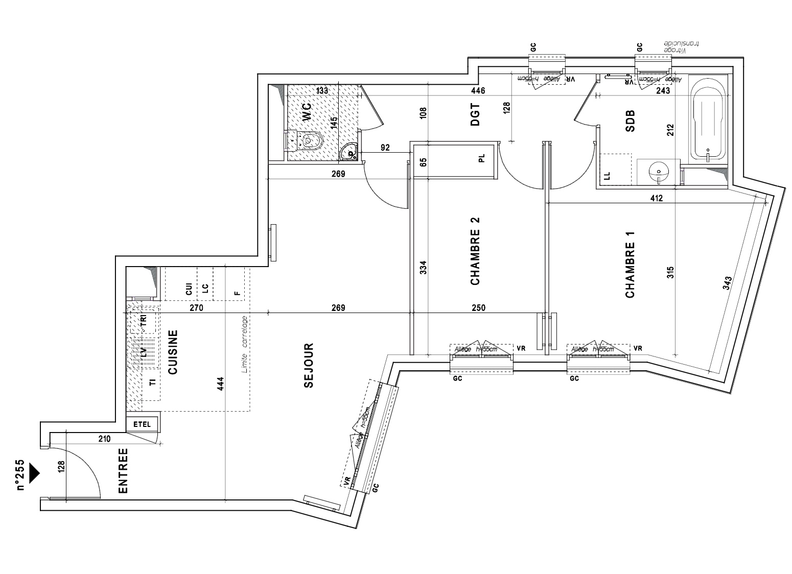 T3 - 63,18 m² - 5ème étage - Parking