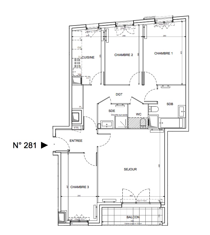 T4 - 83,97 m² - 8ème étage - Balcon - Parking