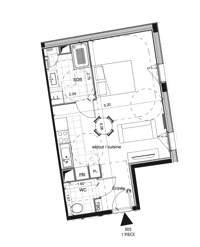 T1 - 36,47 m² - 3ème étage 