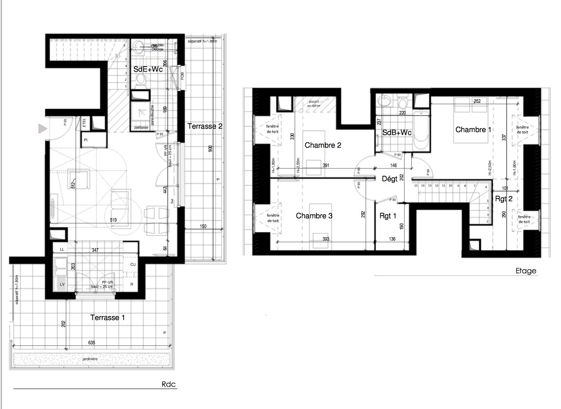 T4 Duplex - 88,47 m² - 3ème étage - Terrasse - Parking