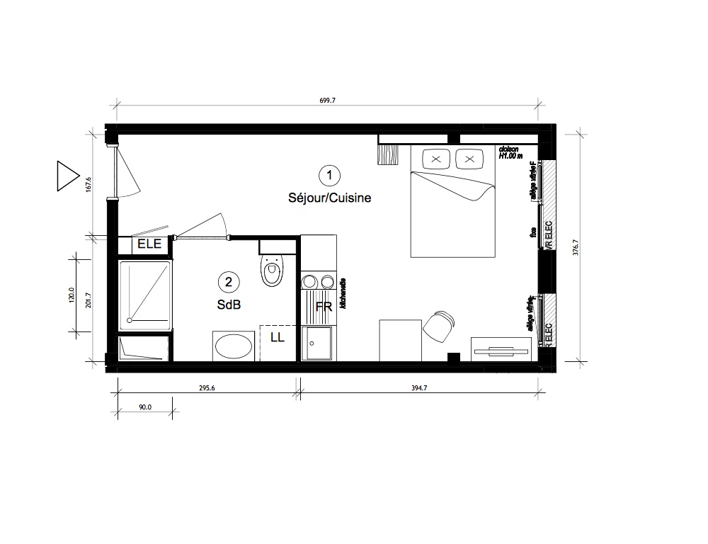 T1 - 25,11 m² - 1er étage 