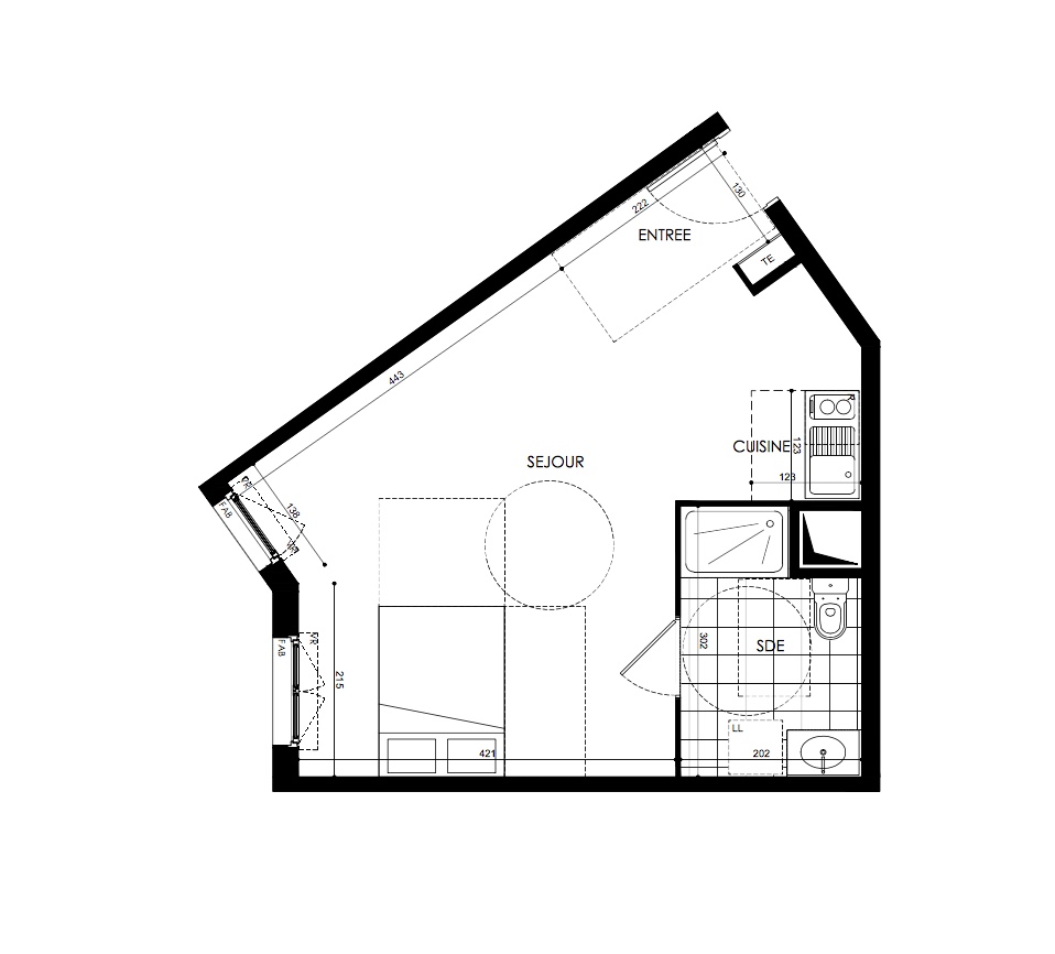 T1 - 34,70 m² - 2ème étage - Parking