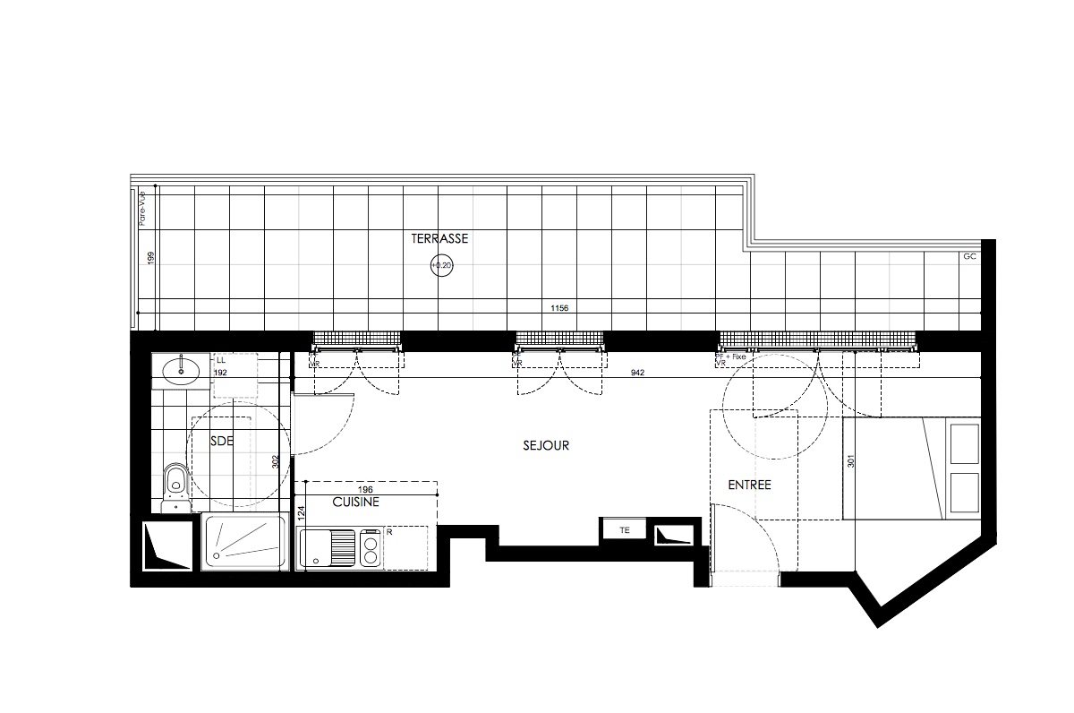 T1 - 31,68 m² - 5ème étage - Balcon - Parking
