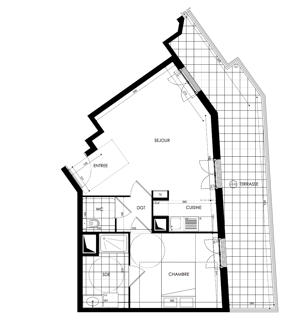 T2 - 46,78 m² - 6ème étage - Balcon - Parking