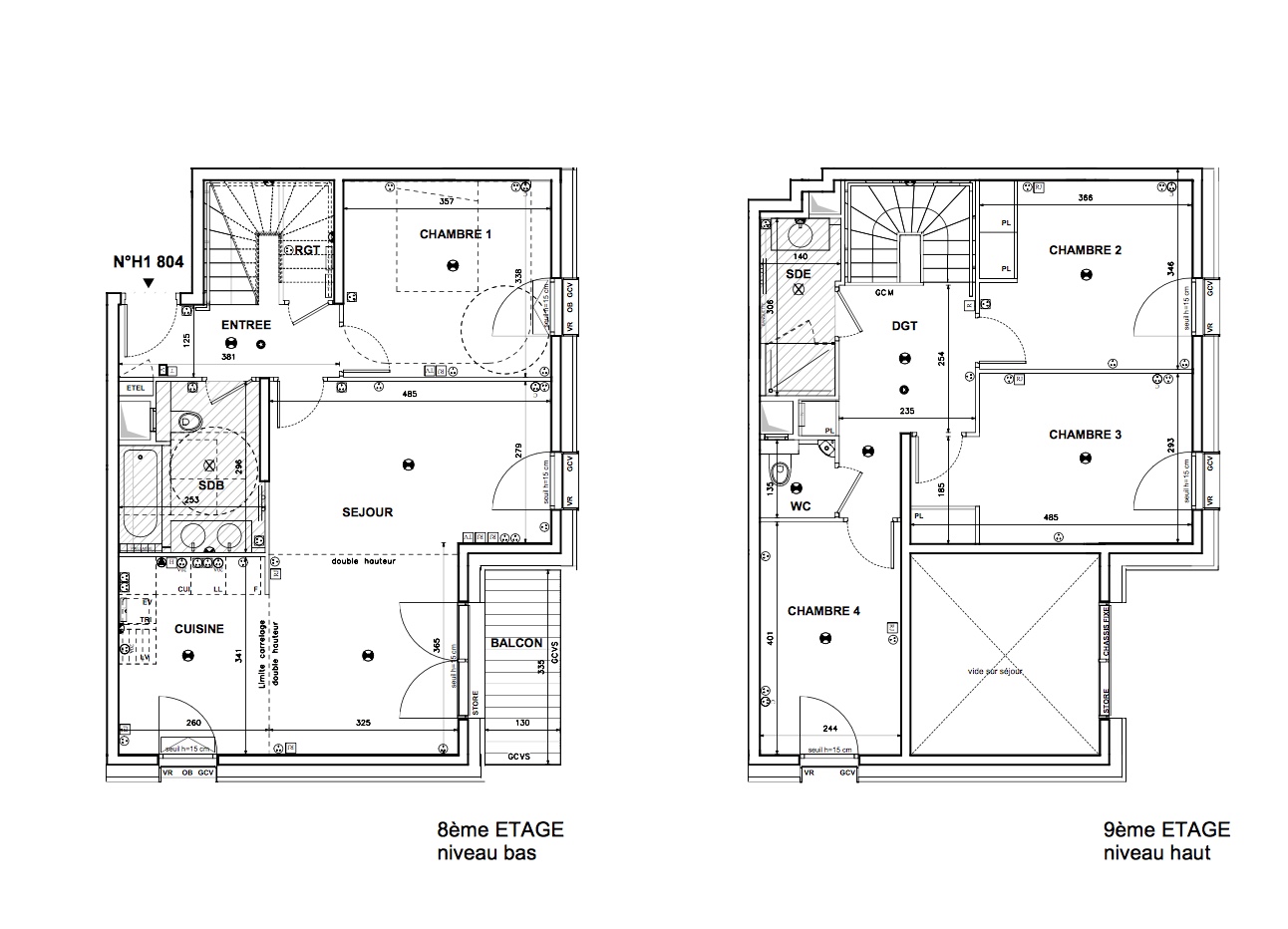 T5 Duplex - 107,77 m² - 8ème étage - Balcon - Parking