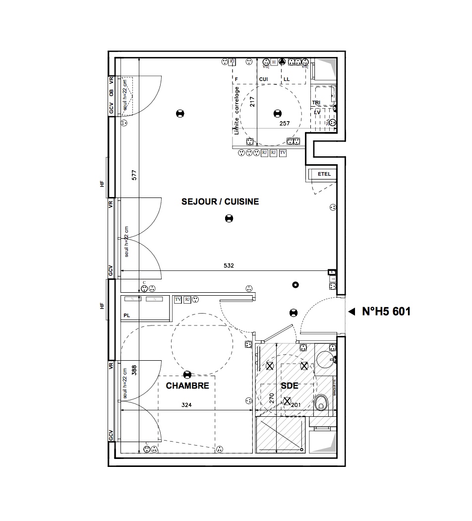 T2 - 48,51 m² - 6ème étage - Parking