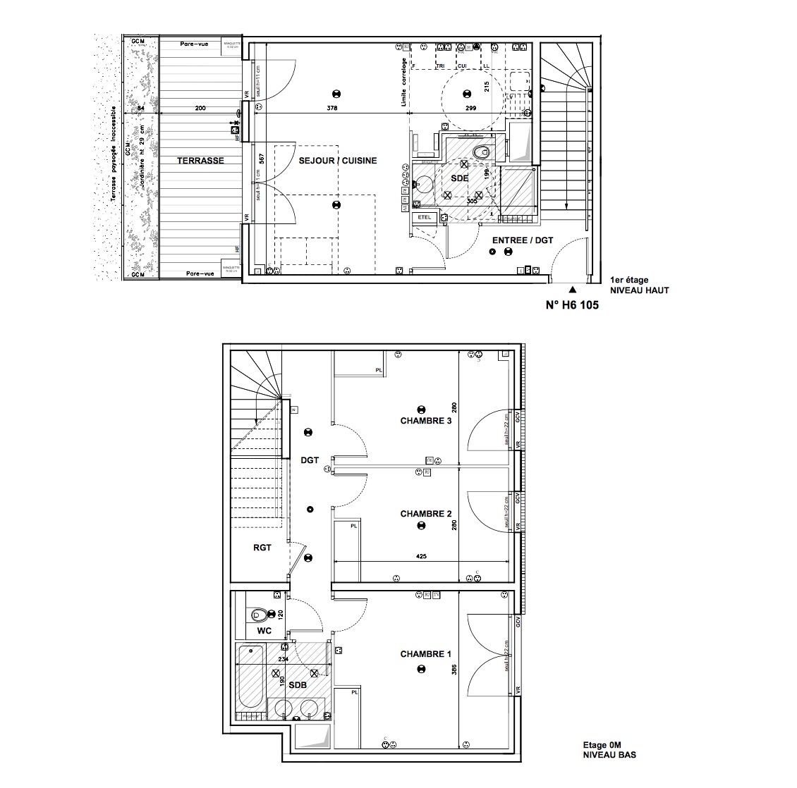 T4 Duplex - 96,51 m² - 1er étage - Balcon 