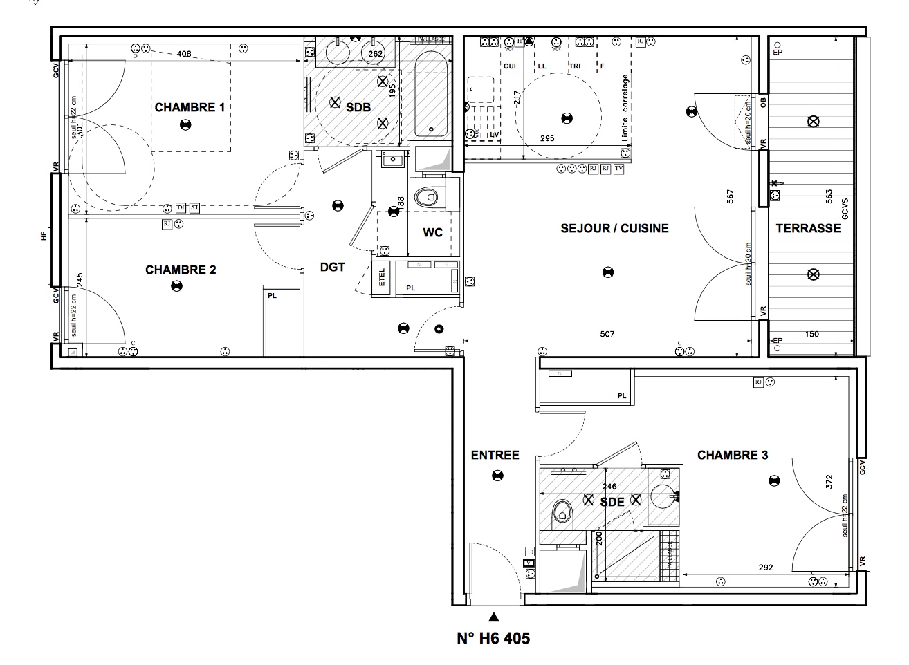 T4 - 88,38 m² - 4ème étage - Balcon - Parking