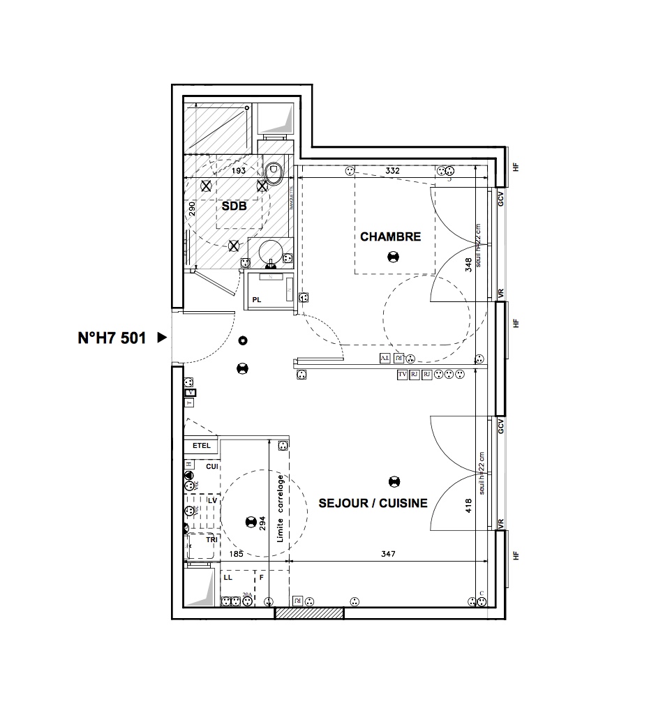 T2 - 41,04 m² - 5ème étage 