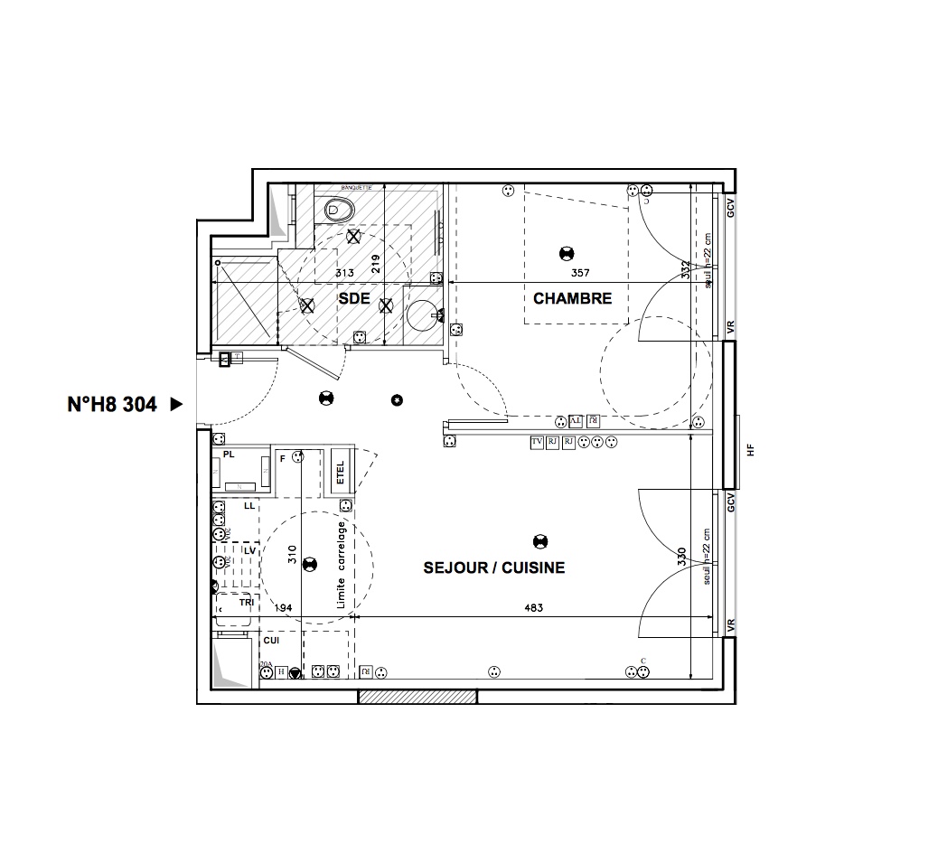 T2 - 42,43 m² - 3ème étage 