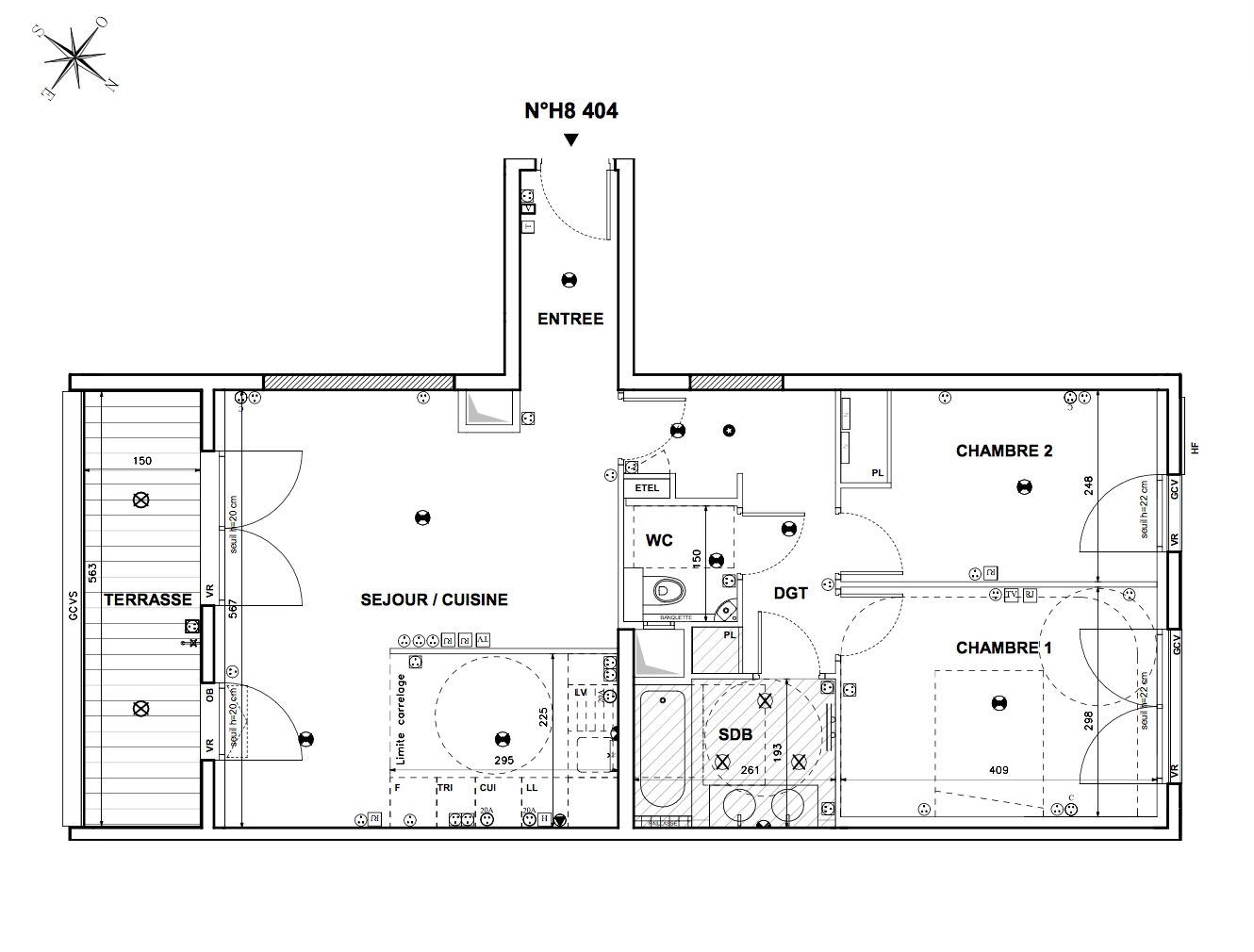 T3 - 67,54 m² - 4ème étage - Balcon - Parking