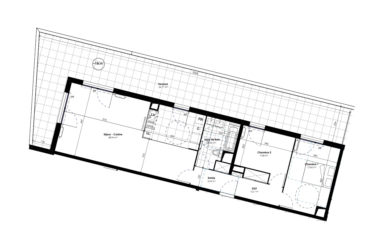 T3 - 75,63 m² - 3ème étage - Balcon - Parking