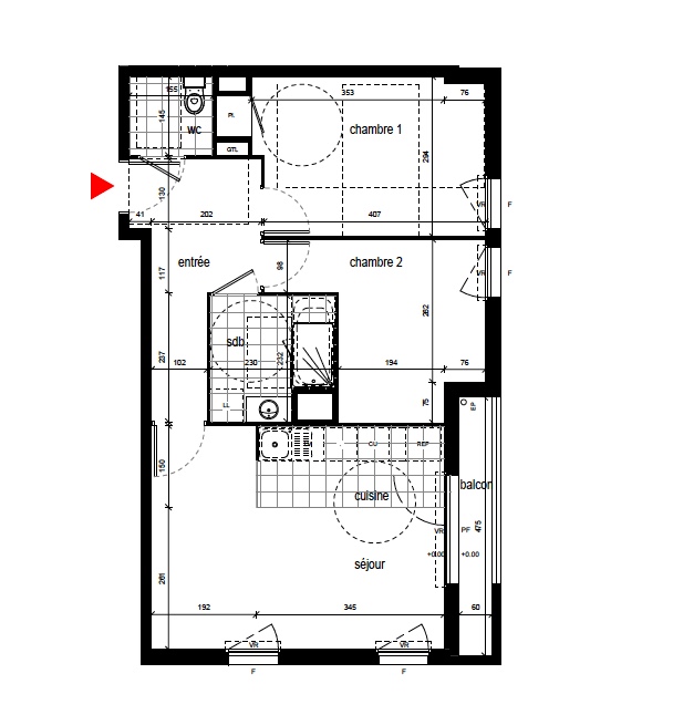 T3 - 59,67 m² - 3ème étage - Balcon - Parking