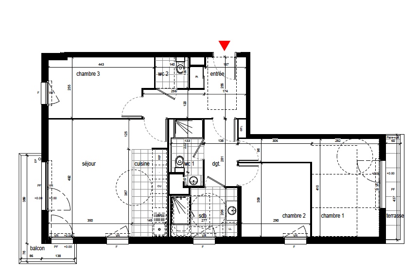 T4 - 81,10 m² - 7ème étage - Balcon - Parking 