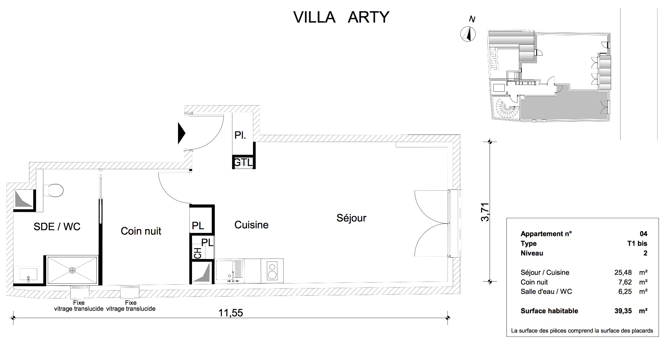 T1 bis - 39,35 m² - 2ème étage - Documentation - Nous contacter